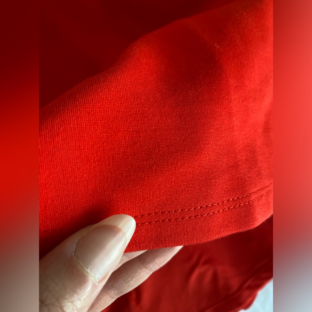 Halston Heritage Red Cut Out Bateau Neckline knee length Dress 3/4 Sleeve US 4 - Picture 12 of 16